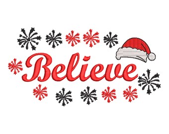Christmas Embroidery, Believe Embroidery Design, Believe Machine Embroidery Designs,