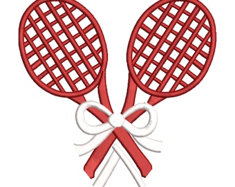 Badmintonborduurontwerp, sportborduurontwerp, tennisborduurontwerp, borduurmachinepatronen, 3 maten beschikbaar