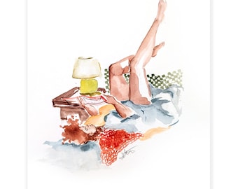 Booklover 2026 Kobieta czytająca: podpisany wydruk giclée