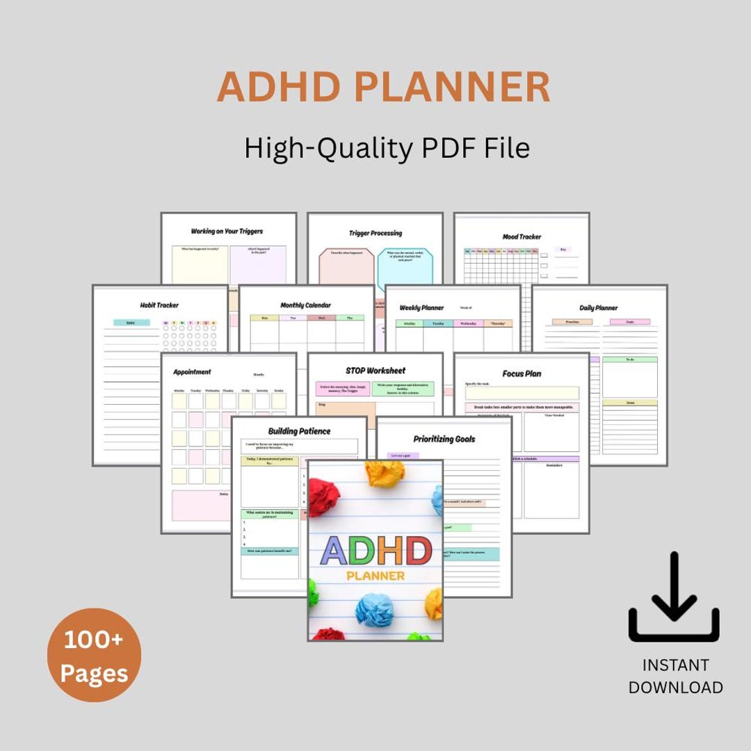 100+ Page MEGA ADHD Planner | Printable PDF for Kids, Teens & Adults ...