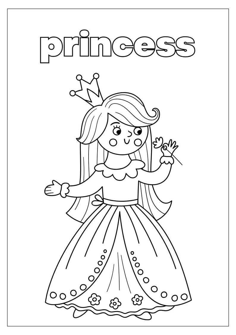 Fairy Tales Coloring Book for Kids Princess & Unicorn Printable Pages