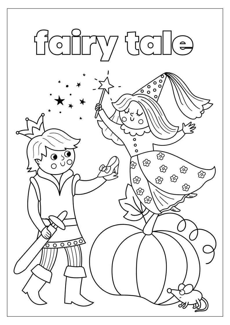 Fairy Tales Coloring Book for Kids Princess & Unicorn Printable Pages