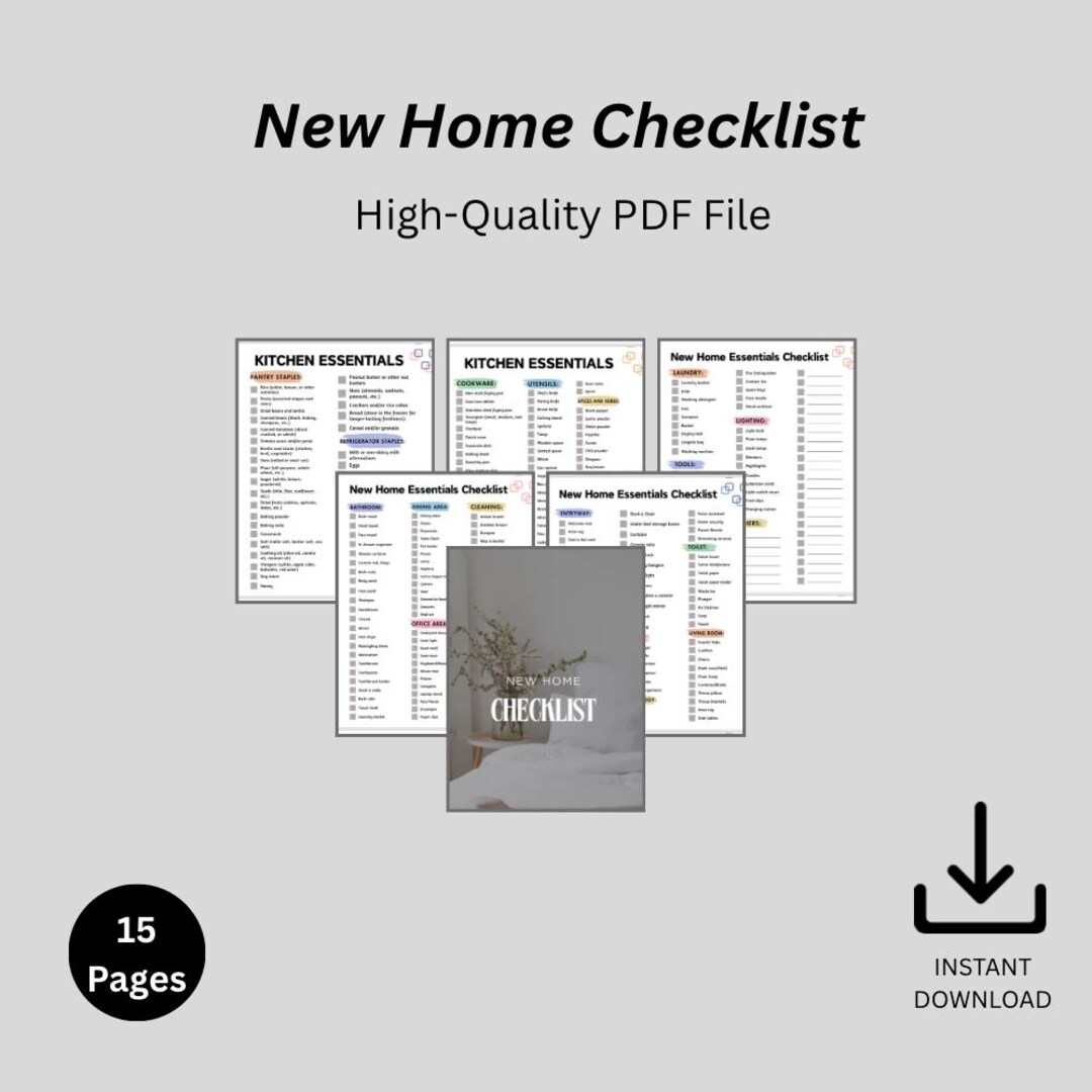New Home Checklist | Printable | Digital - Etsy