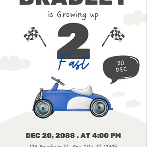 Boys Car Themed Birthday Invitation