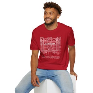 Manchester United T Shirt - Line Art Old Trafford Graphic T-Shirt - Man Utd Football Shirt - Gift for United Fans - Unisex Football Gift