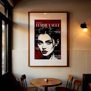 Poster di carta Pop Art FEMME VAULT™ · Arte murale di moda per donne · Ritratto editoriale glamour · Stampa ispirata a una rivista Bling
