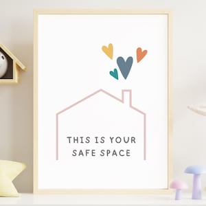 Póster &quot;Rincón de la Calma&quot;, espacio seguro, pósteres para la sala de juegos del aula y la educación en casa, salud mental infantil, salud emocional infantil, arte mural