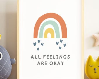 Calm Corner Rainbow Poster, Classroom Playroom Nursery Homeschool Posters, Mental Health for Kids, Emotional Health for Kids, Wall Art