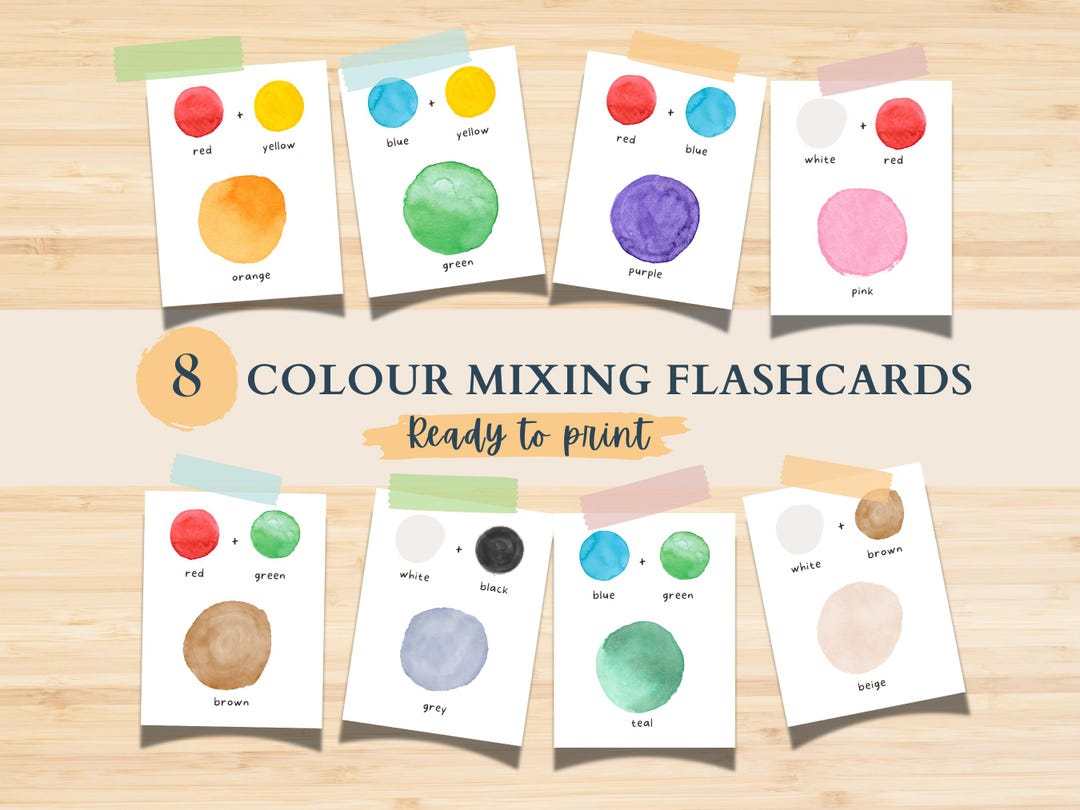 8 Colour Flash Cards, Preschool Printables, Montessori Flash Cards for ...