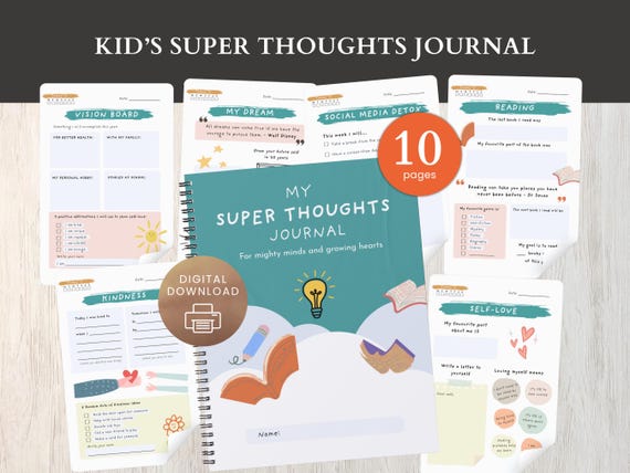 Kids Journal, Daily Journal, Fun Writing Prompts, Gratitude Journal for Children,  Digital Kids Journal, Positive Journ