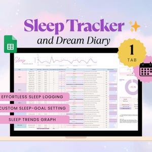 Sleep Tracker, Monthly Daily Sleep Journal, Digital Dream Journal, Sleep Dairy,  Sleep Planner Spreadsheet, Editable Google Sheets Template