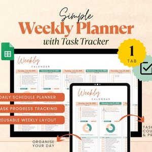 Weekly Planner Daily Task Tracker for Google Spreadsheet, To Do List Template  Productivity Plan, Task Management Template Organization