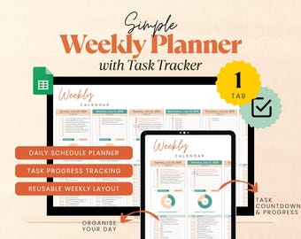 Weekly Planner Daily Task Tracker for Google Spreadsheet, To Do List Template  Productivity Plan, Task Management Template Organization