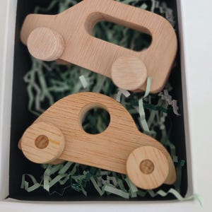 Wooden Toy Car Set of 2 - Montessori Push Toys for Toddlers - Handmade Natural Vehicles - Baby Shower Gift - Waldorf Toy
