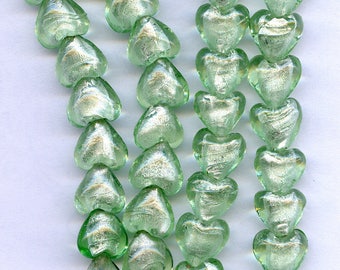 Mint Green Metallic Heart Beads