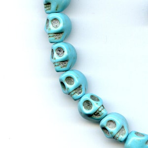 Turquoise Dyed Howlite Skull Beads
