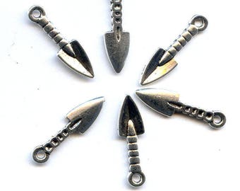 Garden Spade Antique Silver Charms Quantity Six