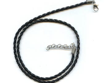 Hand Braided Black Leather Cord