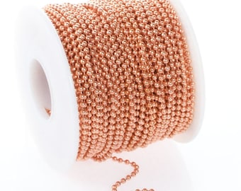 2.4 mm Raw Copper Ball chain 1 yard (36 inches)