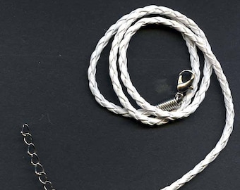 Hand Braided Imitation White Leather Cord