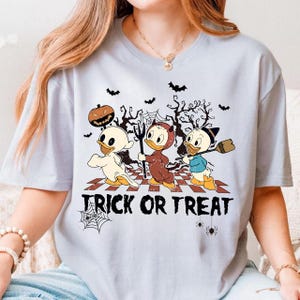 Retro Huey Dewey Louie Halloween PNG, Trick or Treat Digital File, Ducktales Spooky Ghost Devil Witch Costume, Disney Halloween Download