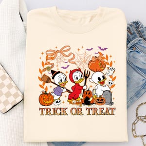 Retro Huey Dewey Louie Halloween coquette bow png, trick or treat png, Ducktales Disneyland Halloween party, spooky season design
