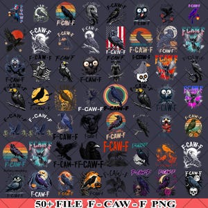 50+ F-Caw-F バンドル PNG、花柄の頭蓋骨 PNG、面白いカラスのデザイン、カラスの PNG、カラスのデジタル PNG、ゴシックカラス、カラス PNG、F Caw F、鳥 PNG