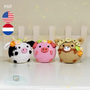 Farm Animals Crochet Pattern - Ball Animal Series - PDF Amigurumi