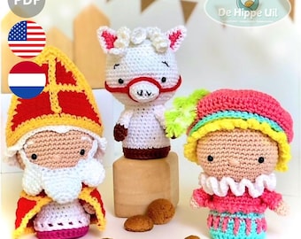 Sinterklaas Amigurumi, Saint Nicholas Crochet Pattern PDF, Dutch Holiday Crochet Pattern, Saint Nicoals Helper and Ozosnel Horse