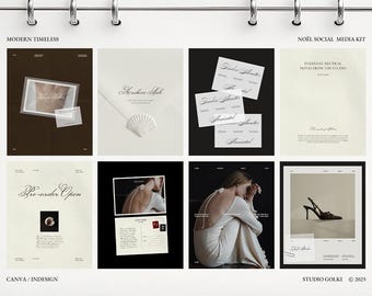Kit elegante para redes sociales: 20 plantillas minimalistas editables de Instagram para Canva e InDesign
