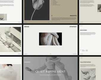 Minimale Markenstrategie Vorlage: 35 bearbeitbare Folien für Canva & InDesign