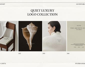 Premade Quiet Luxury Logo Collection: 120 Editable Elegant Logo Templates for Canva and Illustrator
