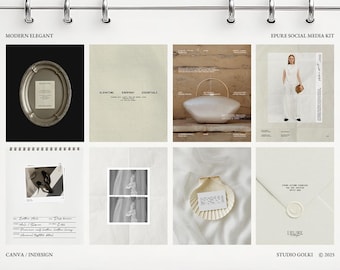 Kit minimalista para redes sociales: 20 plantillas editables para Instagram (Canva e InDesign)