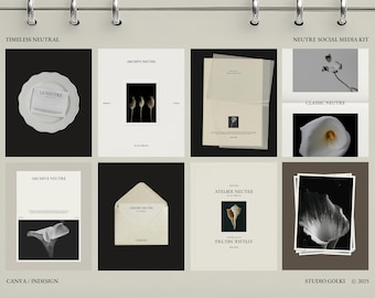 Quiet Luxury Social Media Kit: 20 Editable Elegant Instagram Templates for Canva and InDesign