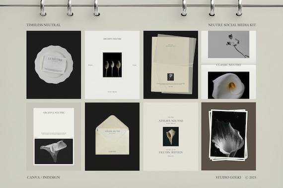 Quiet Luxury Social Media Kit: 20 Editable Elegant Instagram Templates for Canva and InDesign