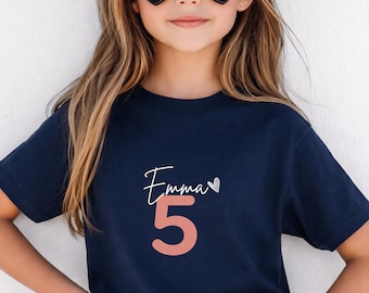 Personalized birthday shirt for girls and boys with name and number, birthday outfit, T-shirt for birthday child, 4 5 6 7 8 9 10