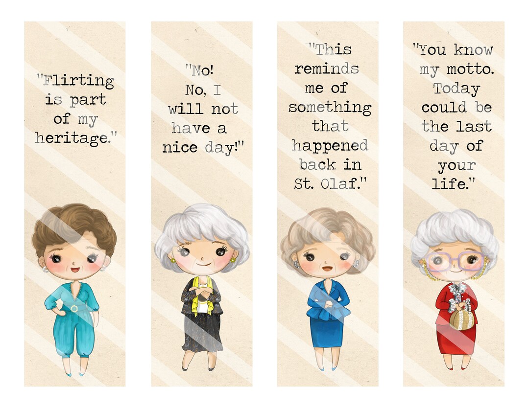 Golden Girls Printable Bookmarks 2x7.5 Instant Download Book Lover - Etsy