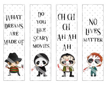 80s Horror Movies printable bookmarks 2x7.5 instant download book lover
