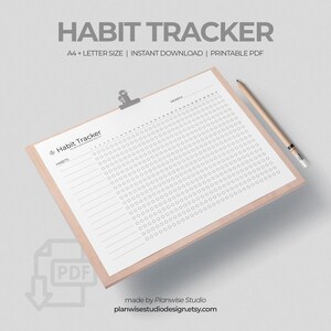 Rastreador de hábitos mensual imprimible / Rastreador de burbujas diario en PDF / Hoja de registro de hábitos / Tamaño A4 y carta / Planificador minimalista / Descarga instantánea