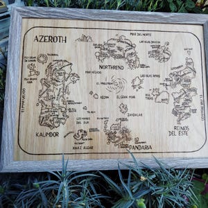 Kaart van Azeroth in pyrografie - World of Warcraft