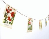 Party Flower Bunting - from book and buttons - upcycled -F-