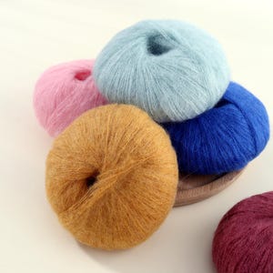 Silky Soft Mohair Yarn - 25g Luxury Skeins, 52 Stunning Colors, Lightweight Yarn for Elegant Scarves, Sweaters, and DIY Craft Creations