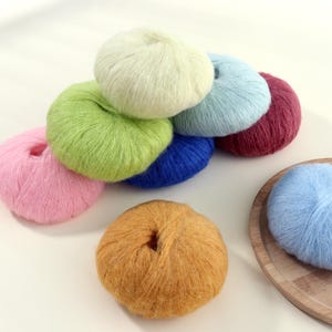 Premium Mohair Blend - Fluffy 25g Yarn Balls, 52 Rich Color Options, Ideal for Knitting, Crochting, and Fine Handmade Accessories