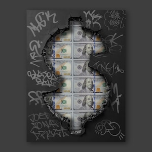 Parede – Pôster para impressão, Arte urbana de rua, Decoração de parede com grafite de dólar