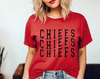 Kansas City Chiefs Football Tee Super Bowl Game Day Top Heather Red Bella + Canvas Shirt For Her Cute Trendy Vintage Inspired Sports Team 87