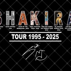 Shakira World Tour T-Shirt PNG Design: Bootleg Tee (Digital Download)