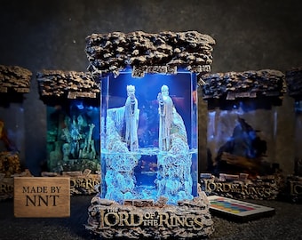 Lámpara de Argonath de El Señor de los Anillos: Lámpara de diorama de resina epoxi hecha a mano con LED