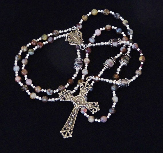 St Modomnoc Patron Of Bees Religious Round Medal Silver Tone Pendant with Rhinestones