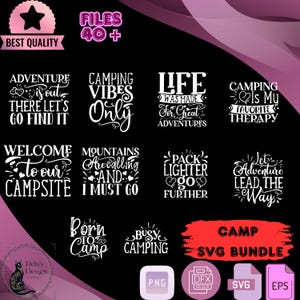 Camping SVG Bundle, Adventure Svg Bundle, Adventure Quotes Cut Files, Campfire Svg, Family Camping, Minimalist Camping, Camping Shirt SVG