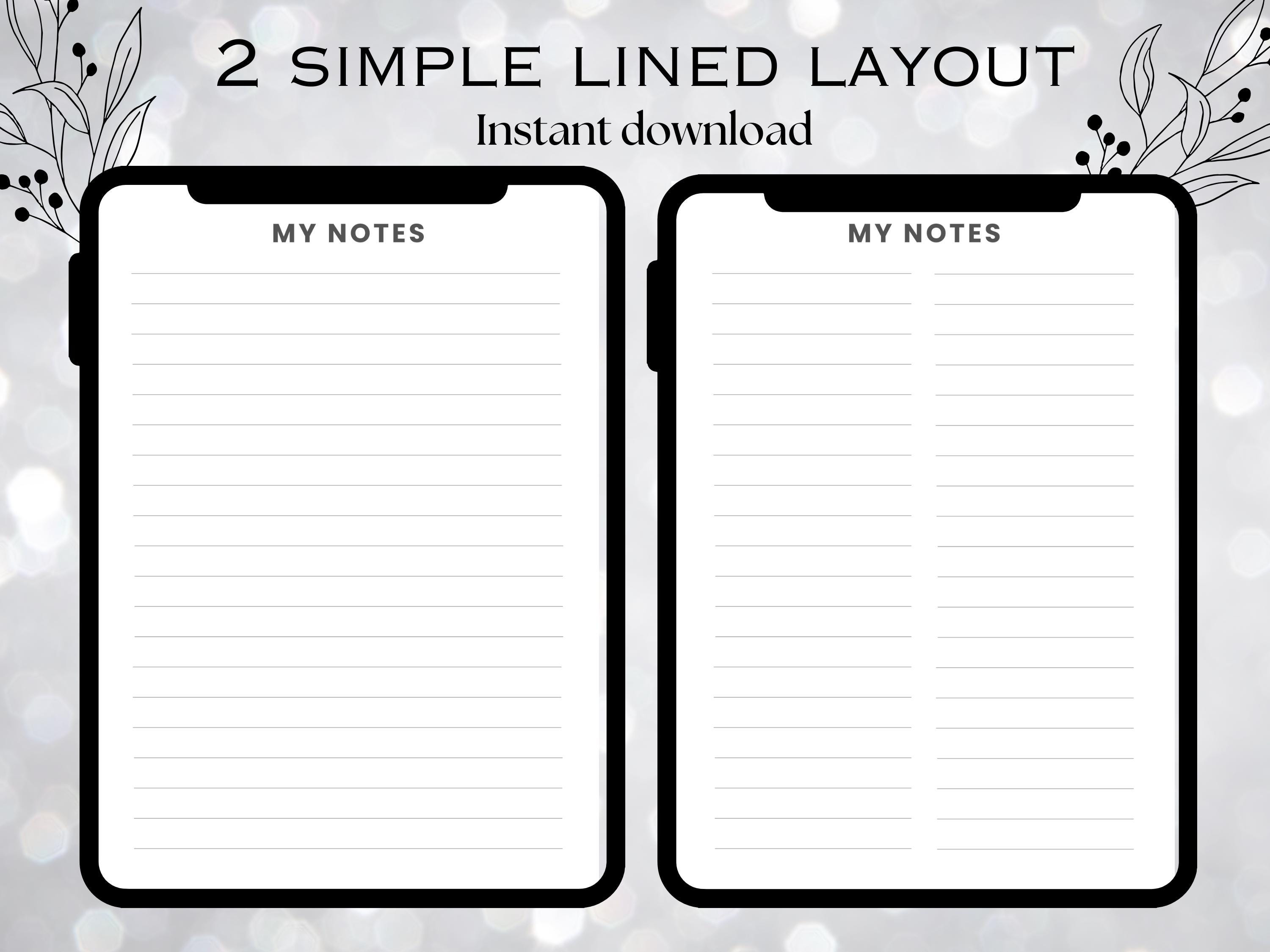 Etsy Printable Fillable Kind Notes.pdf Printable Notes Pages, 4 Layouts, A4, A5 Letter Sizes PDF Download - Etsy